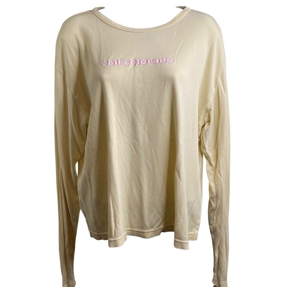 OARSMAN Womens Yellow Long Sleeve T-Shirt Sz XL Vail Ski Resort Alpine Bougie